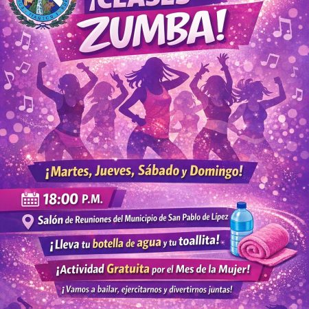 INVITACIÓN A CLASES DE ZUMBA – MES DE LA MUJER